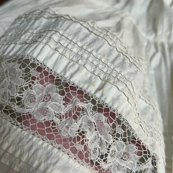 Antique Tiered Petticoat, Full Length Lace Skirt, Corset Waist - Picture 12 of 12